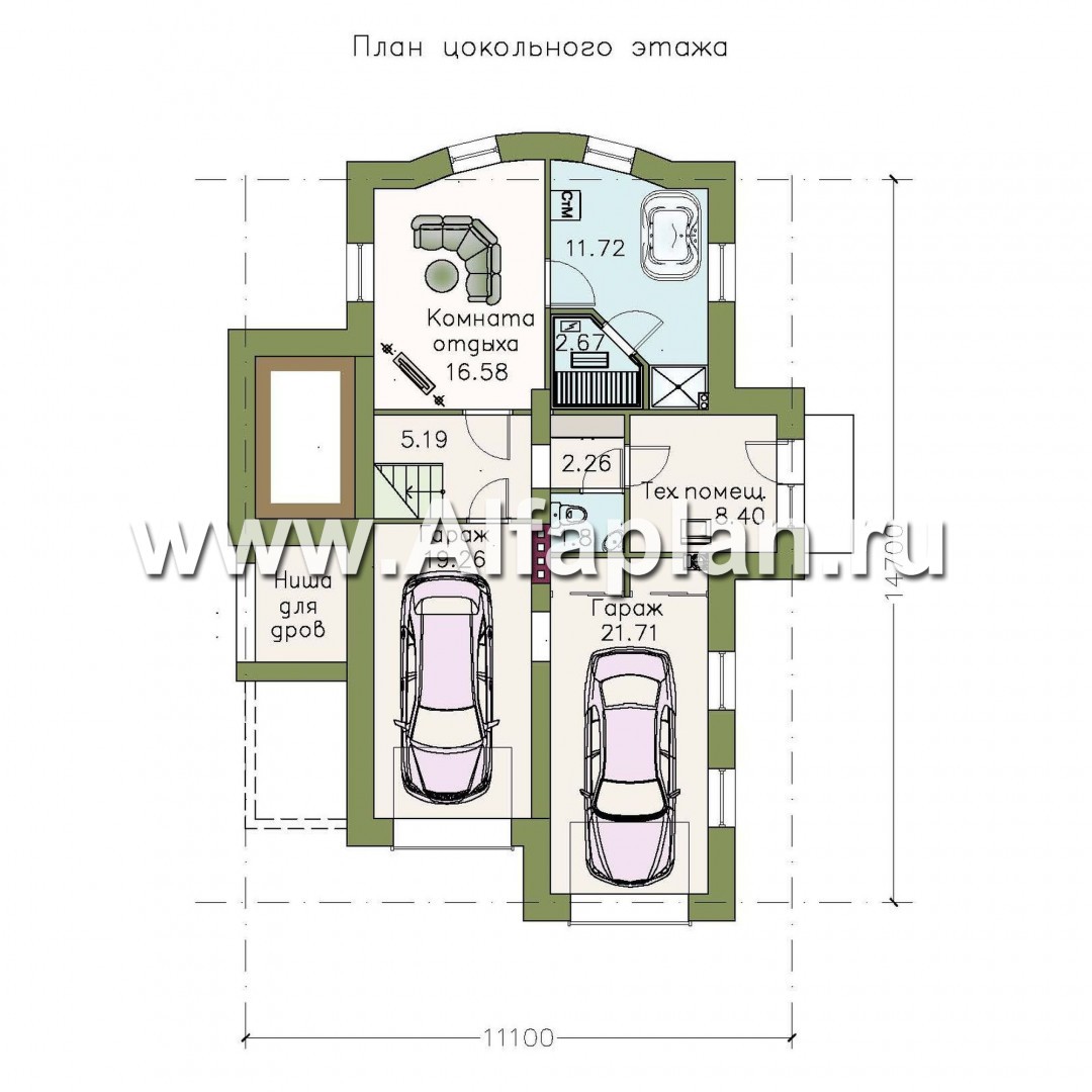 Проекты домов Альфаплан - «Светлая жизнь» - современный дом с большими окнами - план проекта №1