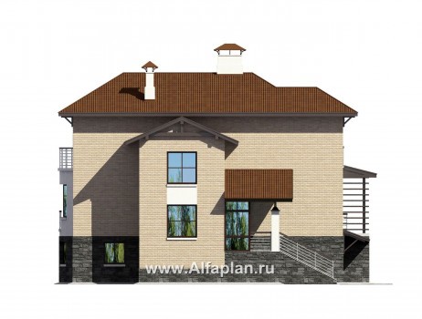 Проекты домов Альфаплан - «Светлая жизнь» - современный дом с большими окнами - превью фасада №3