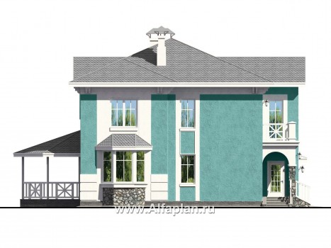 Проекты домов Альфаплан - «Белоостров» - классический коттедж с отличной планировкой - превью фасада №3