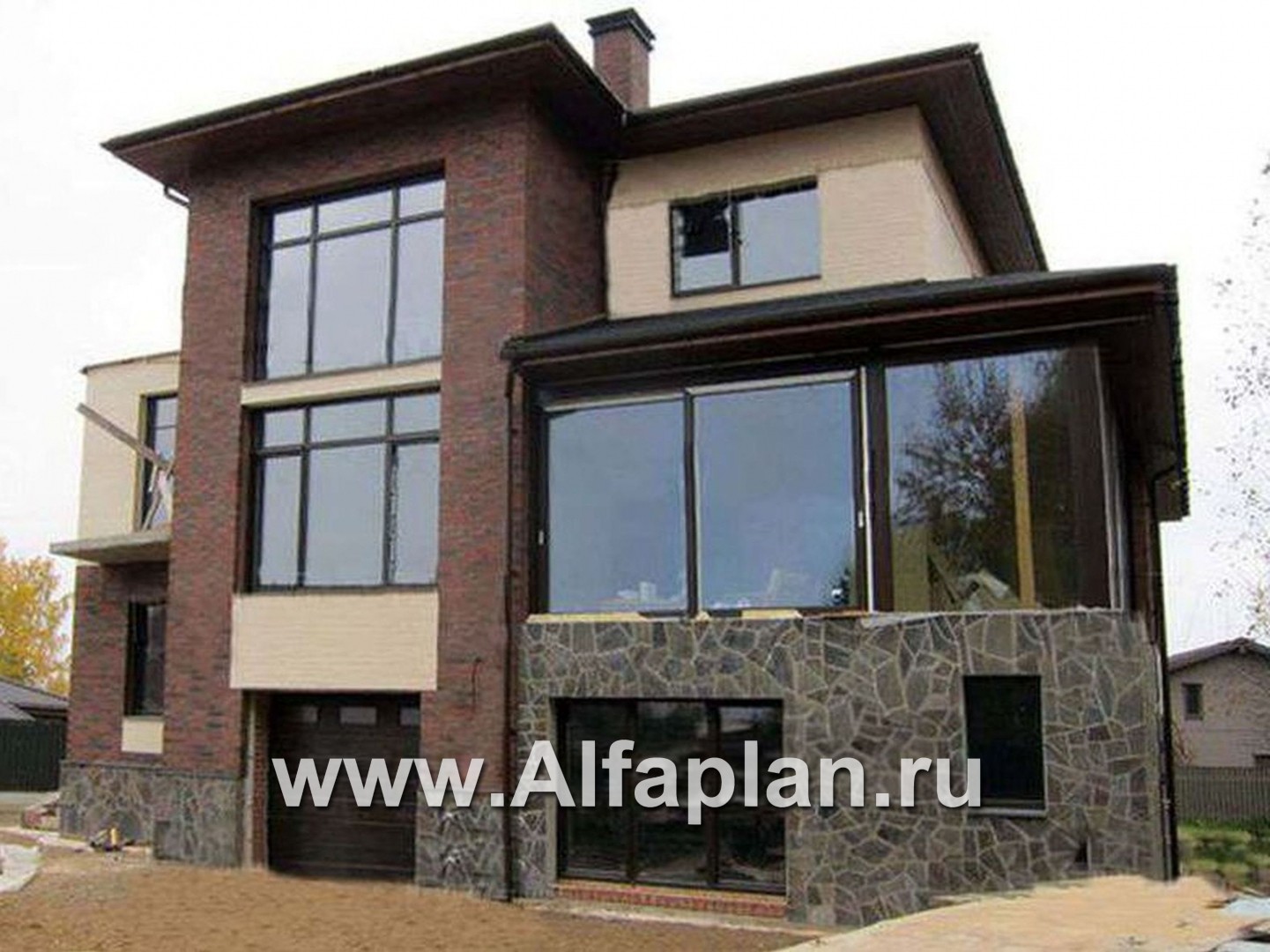 Проекты домов Альфаплан - «Три  семерки»- современный особняк с большими окнами - дополнительное изображение №1