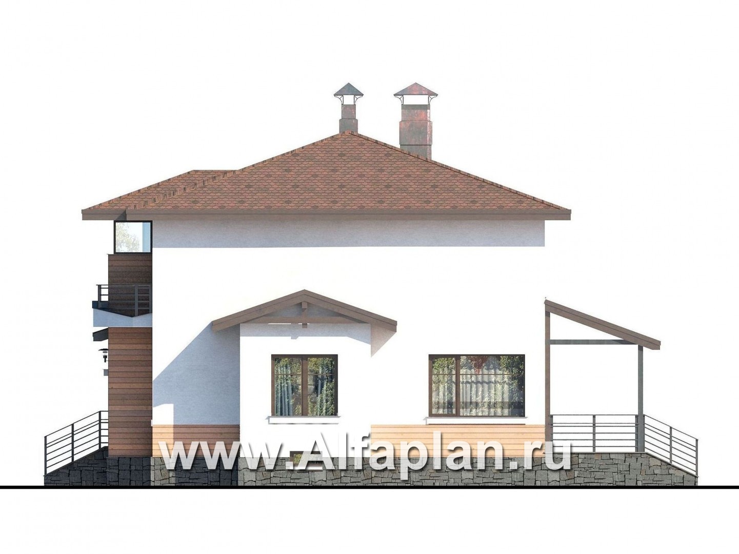 Проекты домов Альфаплан - «Тренд Плюс» - современный загородный дом - изображение фасада №2