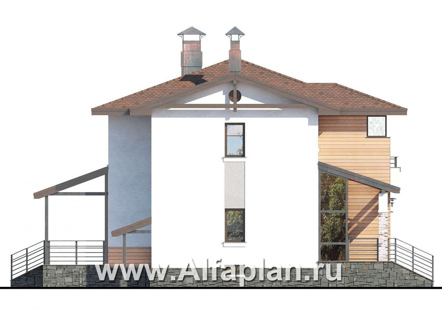 Проекты домов Альфаплан - «Тренд Плюс» - современный загородный дом - изображение фасада №3