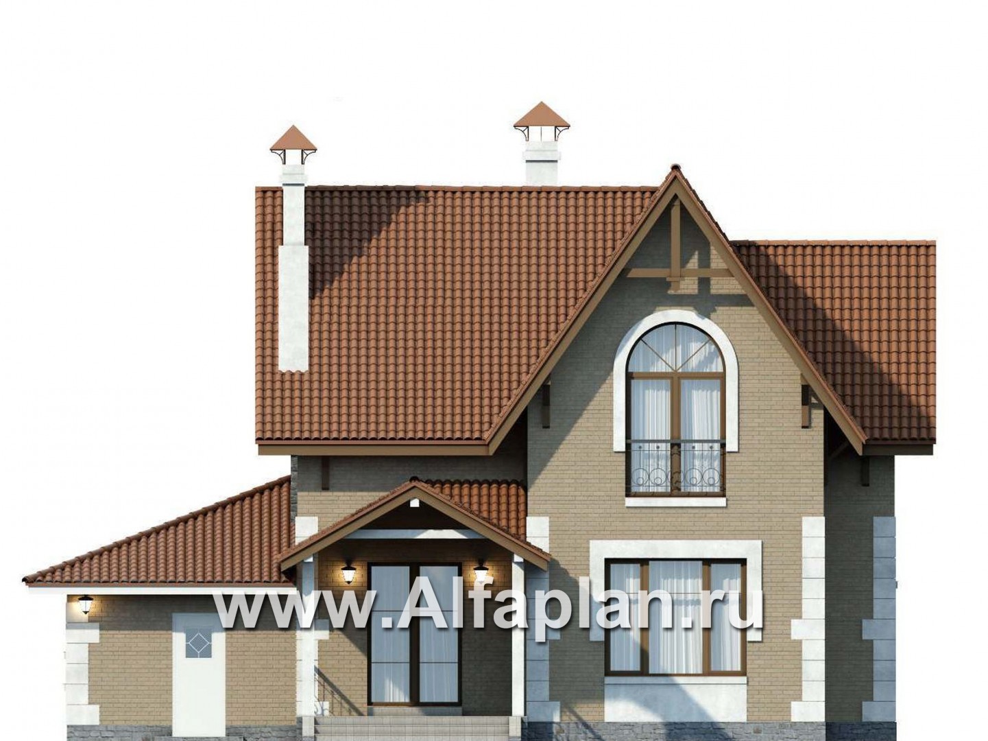 Проекты домов Альфаплан - «Примавера» - компактный коттедж c теплым гаражом - изображение фасада №4