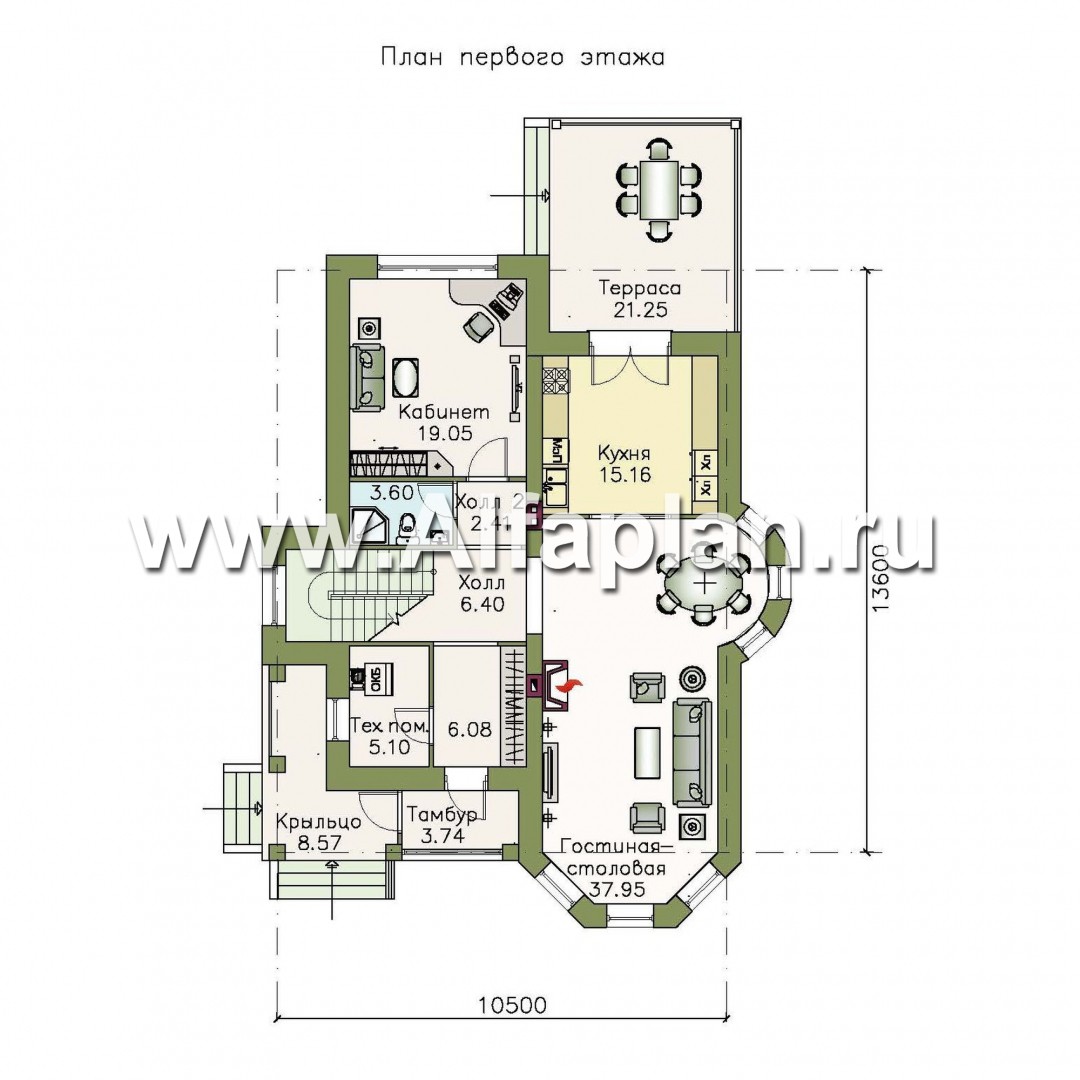 Проекты домов Альфаплан - «Митридат» -  коттедж в средиземноморском стиле - план проекта №1