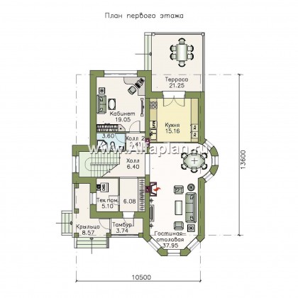 Проекты домов Альфаплан - «Митридат» -  коттедж в средиземноморском стиле - превью плана проекта №1