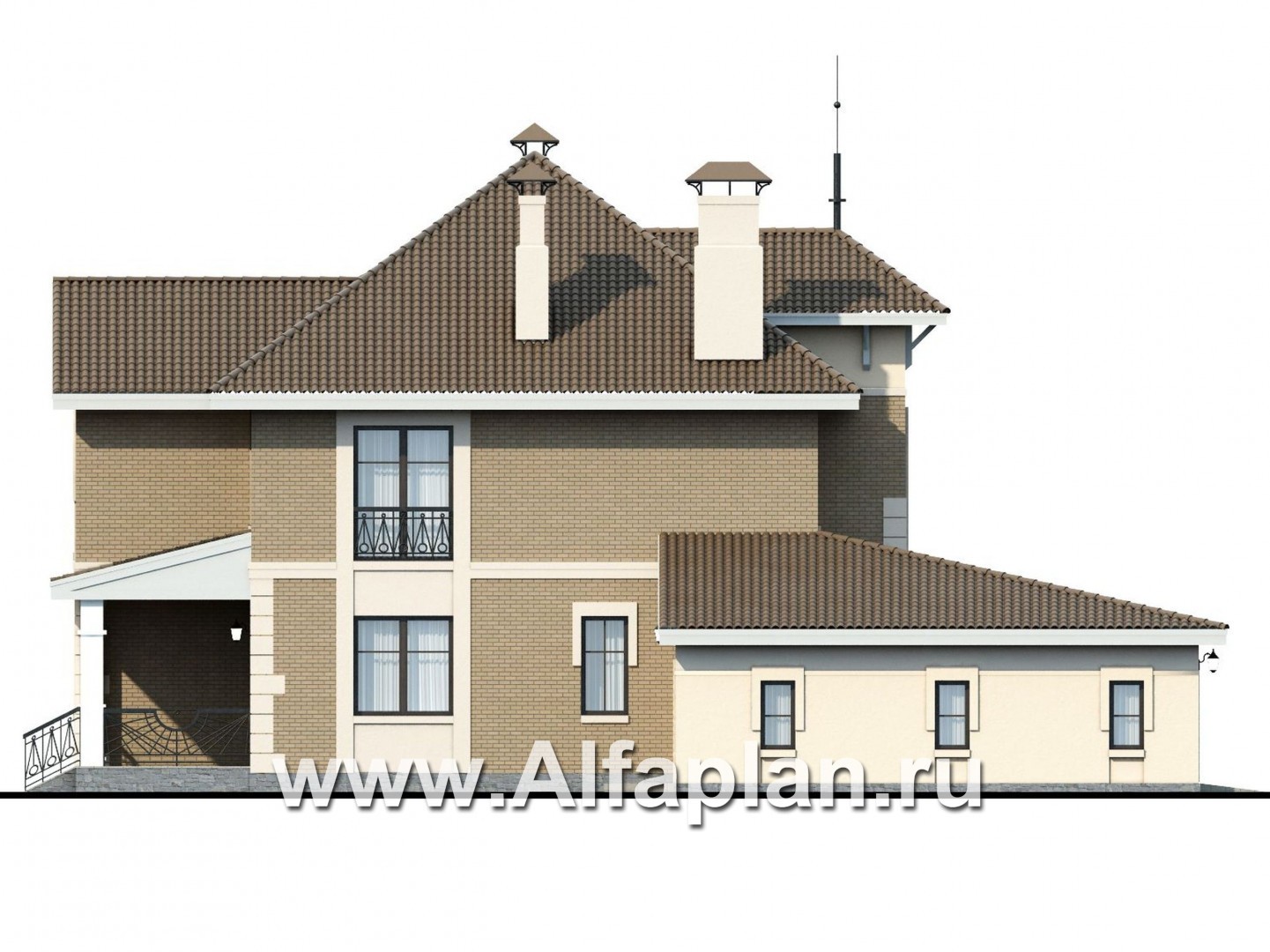 Проекты домов Альфаплан - «Феникс» - двухэтажный коттедж с компактным планом - изображение фасада №3