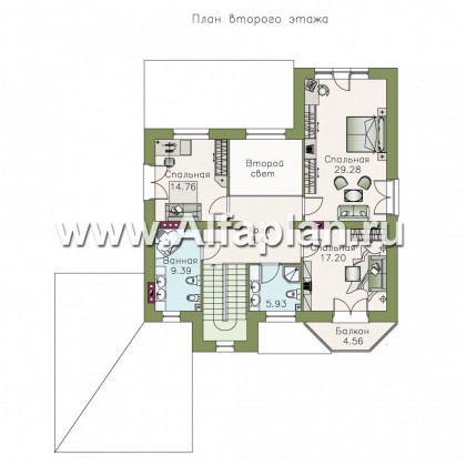 Проекты домов Альфаплан - «Феникс» - двухэтажный коттедж с компактным планом - превью плана проекта №2