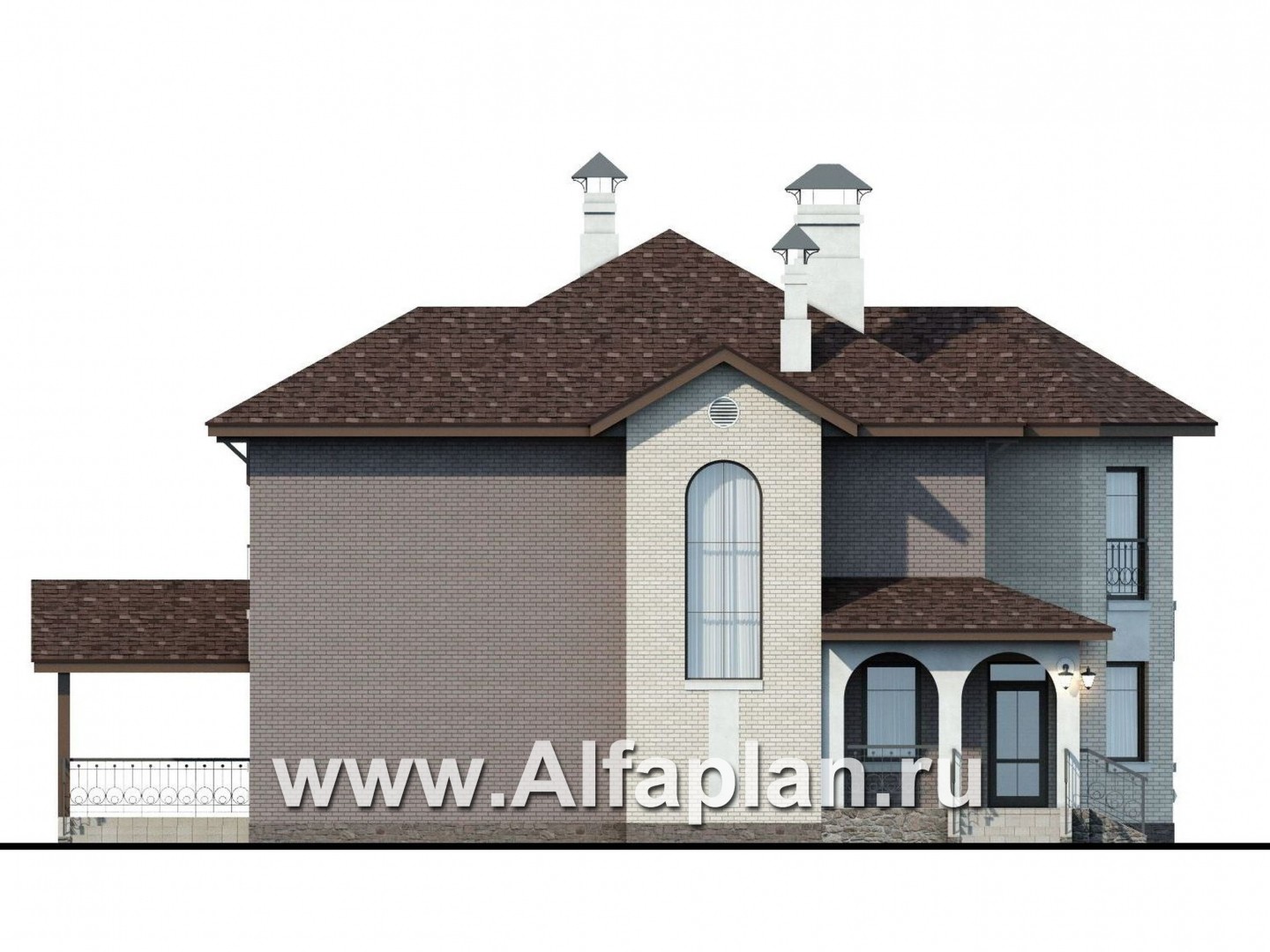 Проекты домов Альфаплан - «Эллада» - красивый и компактный особняк - изображение фасада №3