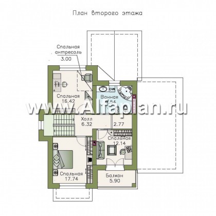 Проекты домов Альфаплан - «Импульс» - современный компактный проект - превью плана проекта №2