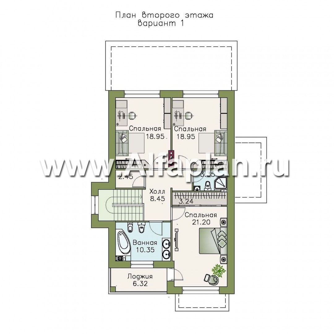 Проекты домов Альфаплан - «Новое время» - кирпичный коттедж для семьи с двумя детьми - план проекта №2