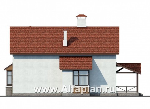 Проекты домов Альфаплан - «Новое время» - кирпичный коттедж для семьи с двумя детьми - превью фасада №2