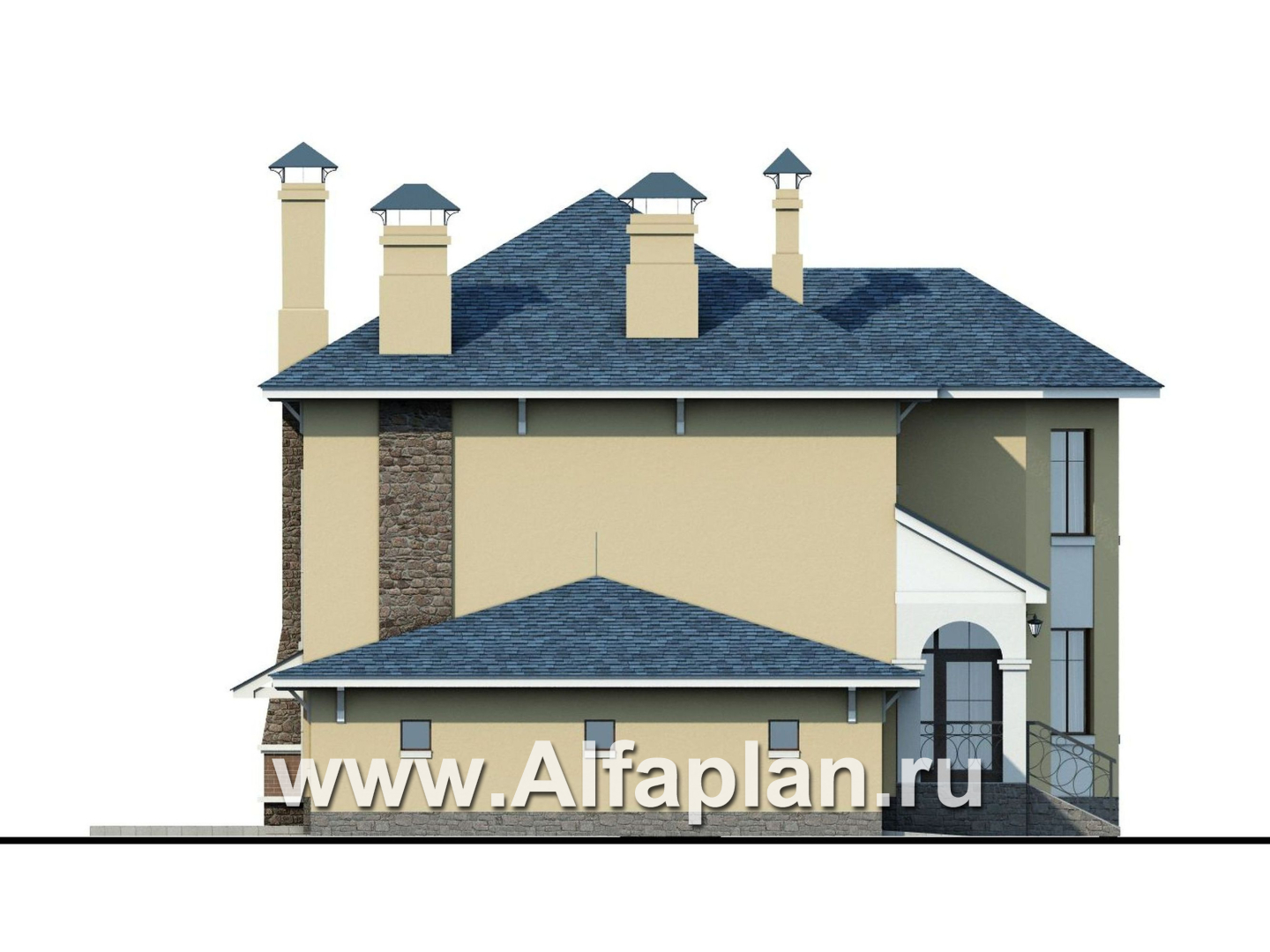 Проекты домов Альфаплан - «Модус Вивенди»- двухэтажный  дом с гаражом - изображение фасада №3