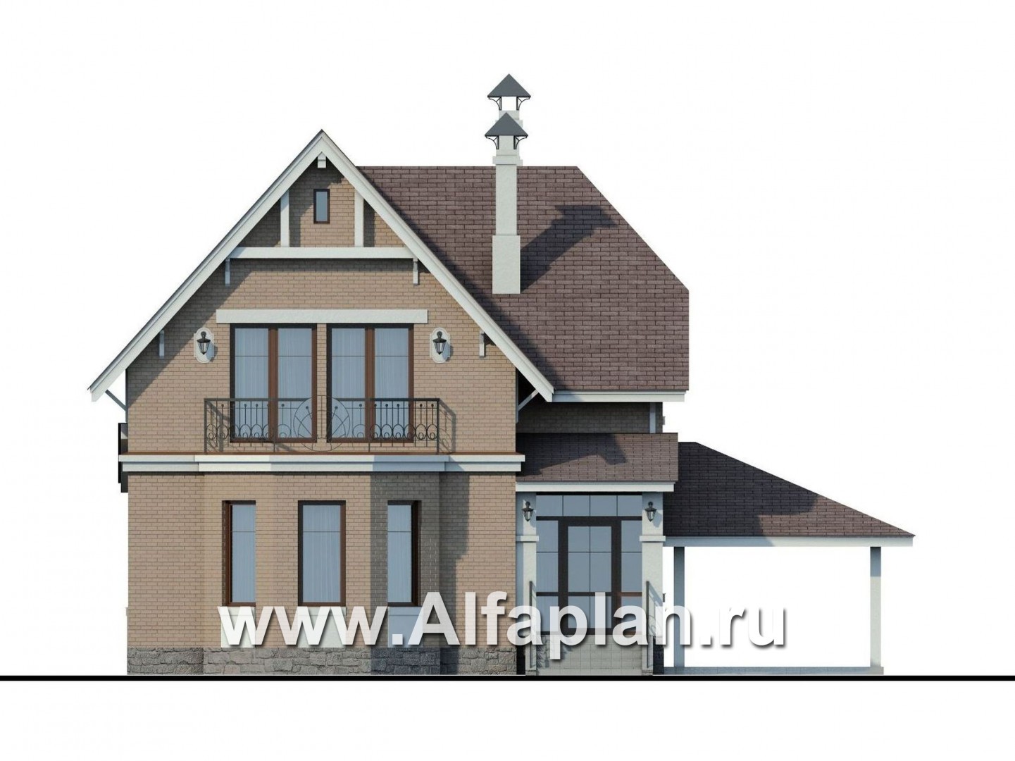 Проекты домов Альфаплан - «Времена года» - дом для семьи с двумя детьми - изображение фасада №1