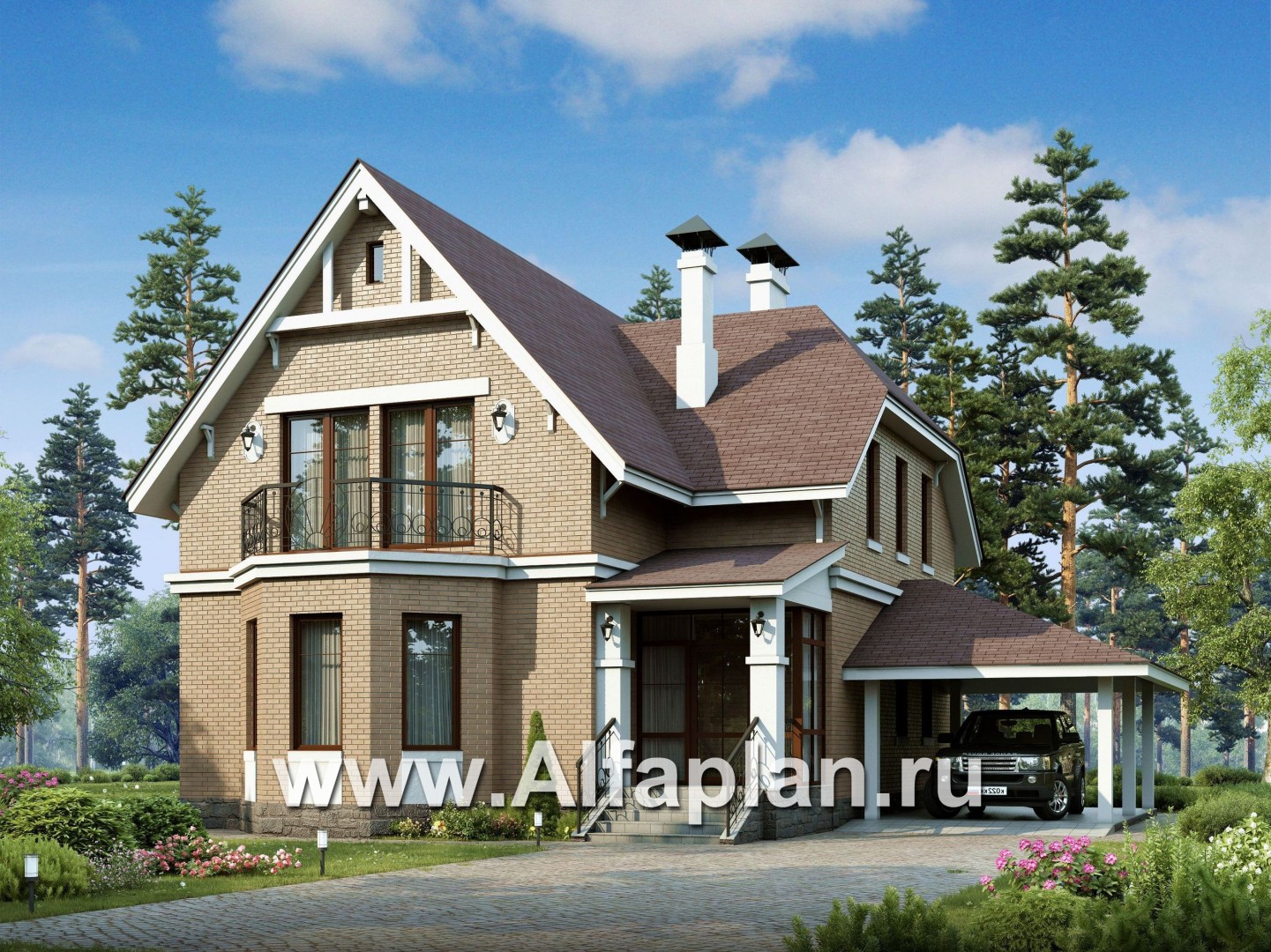 Проекты домов Альфаплан - «Времена года» - дом для семьи с двумя детьми - основное изображение