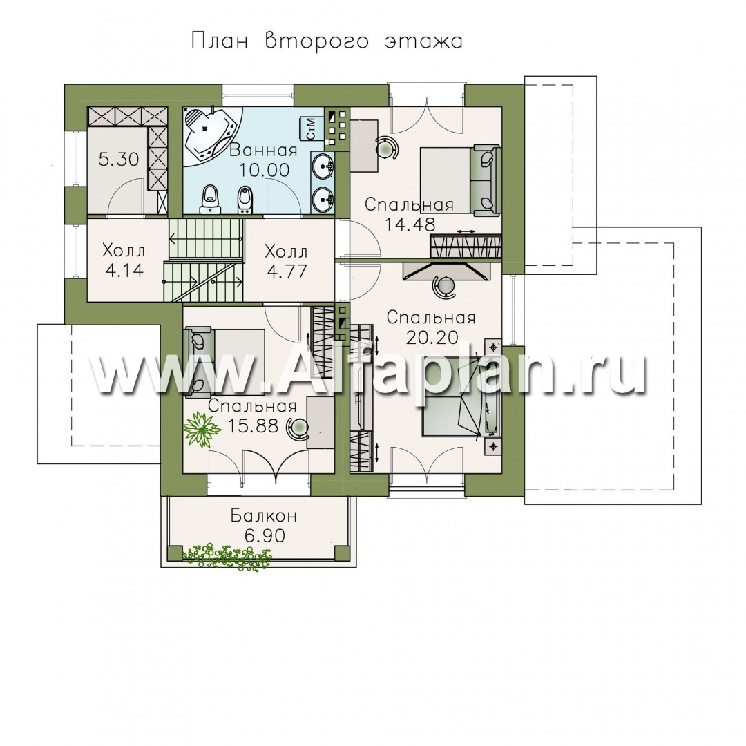Проекты домов Альфаплан - Дом из газобетона «Аура» в современном стиле - изображение плана проекта №3