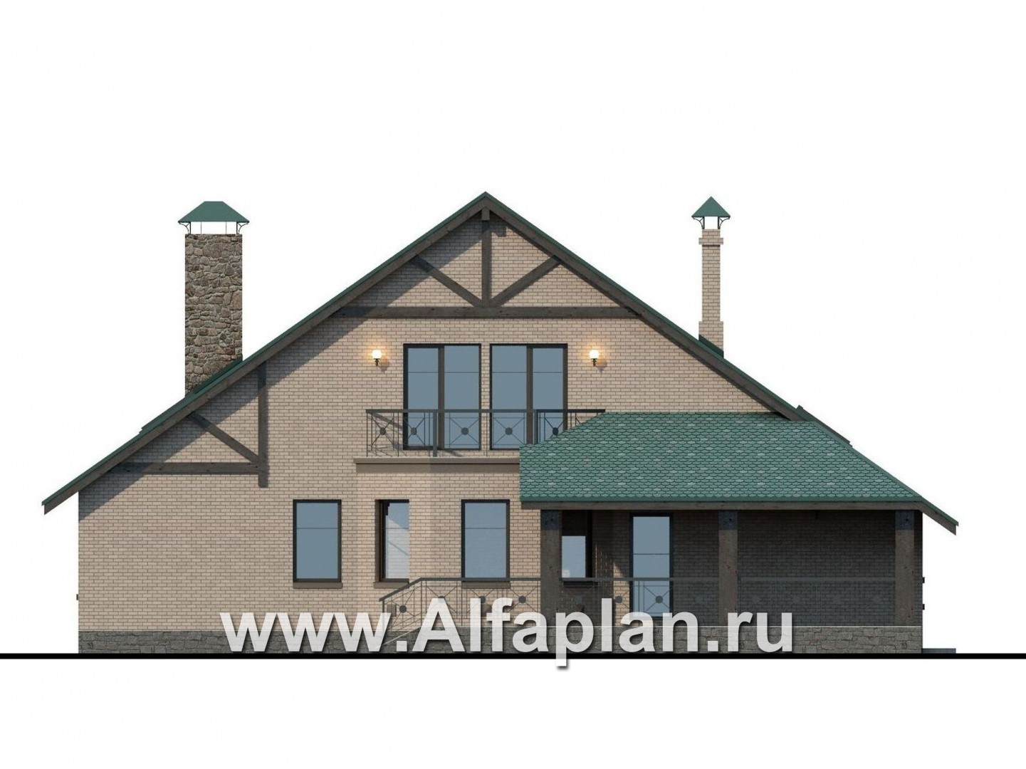 Проекты домов Альфаплан - «Эгоист» - прекрасный дом для жизни за городом - изображение фасада №3