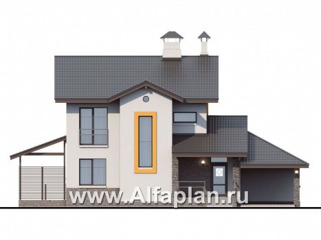 Проекты домов Альфаплан - «Скандинавия» - современный коттедж с удобной планировкой - превью фасада №1