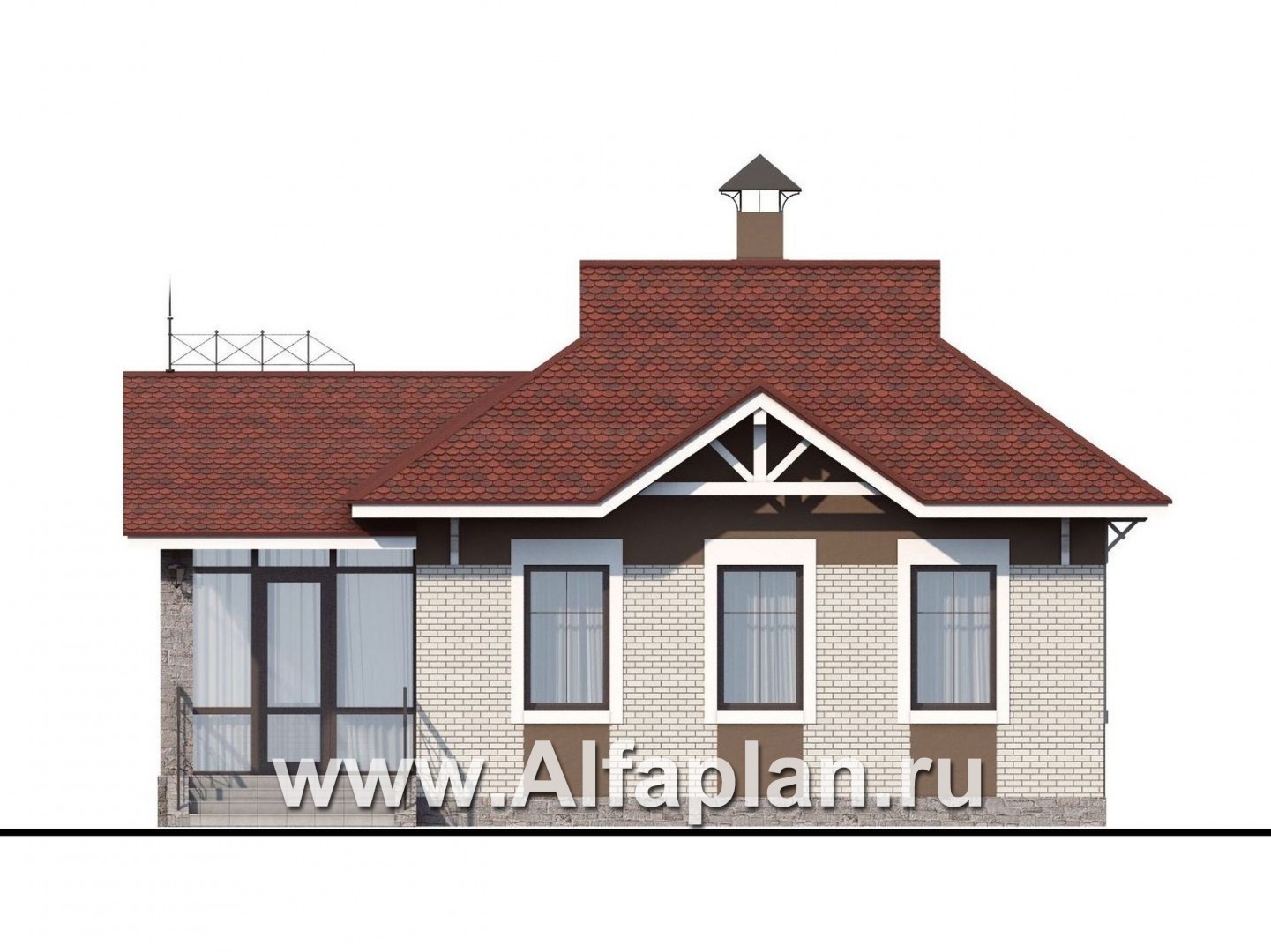 Проекты домов Альфаплан - Проект гостевого кирпичного дома - изображение фасада №1