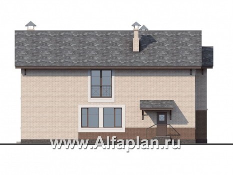 Проекты домов Альфаплан - «Флагман» - комфортабельный коттедж с бассейном и зоной spa - превью фасада №3