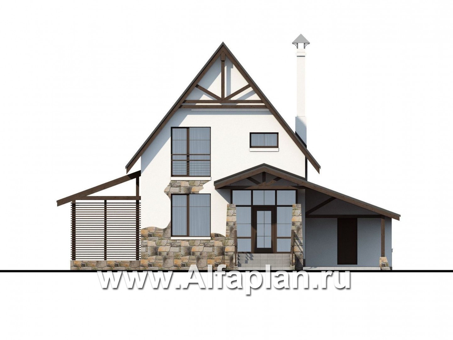 Проекты домов Альфаплан - "Фьорд" - компактный коттедж в скандинавском стиле - изображение фасада №1