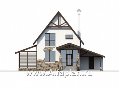 Проекты домов Альфаплан - "Фьорд" - компактный коттедж в скандинавском стиле - превью фасада №1