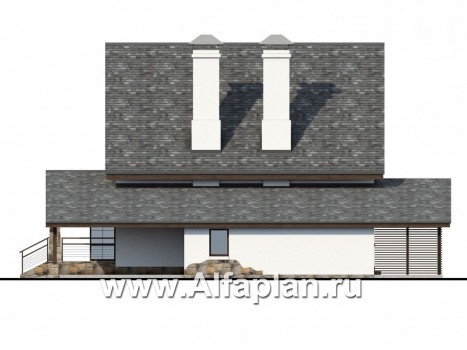 Проекты домов Альфаплан - "Фьорд" - компактный коттедж в скандинавском стиле - превью фасада №2