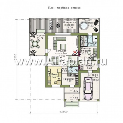 Проекты домов Альфаплан - "Фьорд" - компактный коттедж в скандинавском стиле - превью плана проекта №1