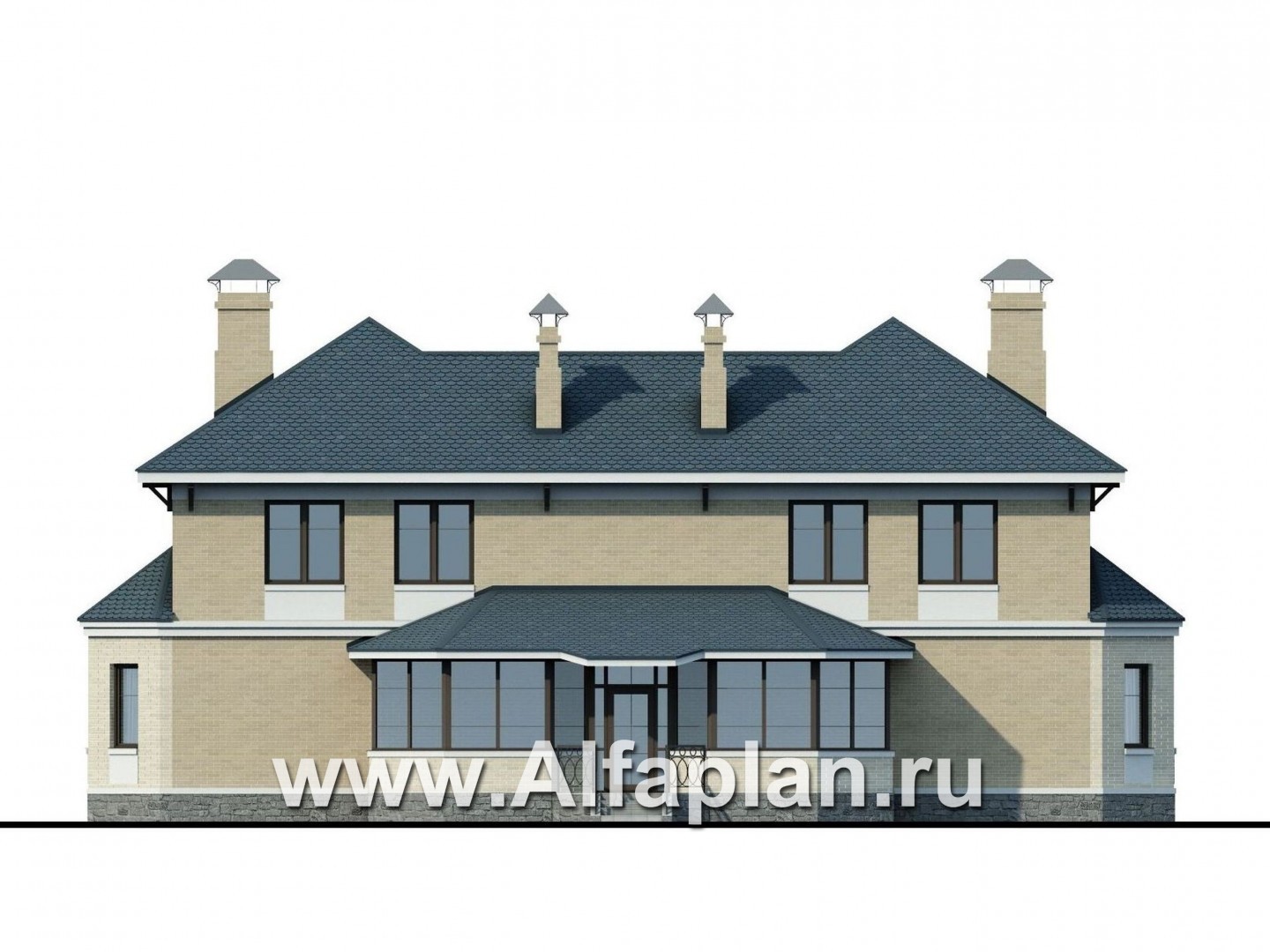 Проекты домов Альфаплан - «Эйваро плюс»- оптимальный коттедж для родственников - изображение фасада №4