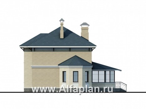 Проекты домов Альфаплан - «Эйваро плюс»- оптимальный коттедж для родственников - превью фасада №2