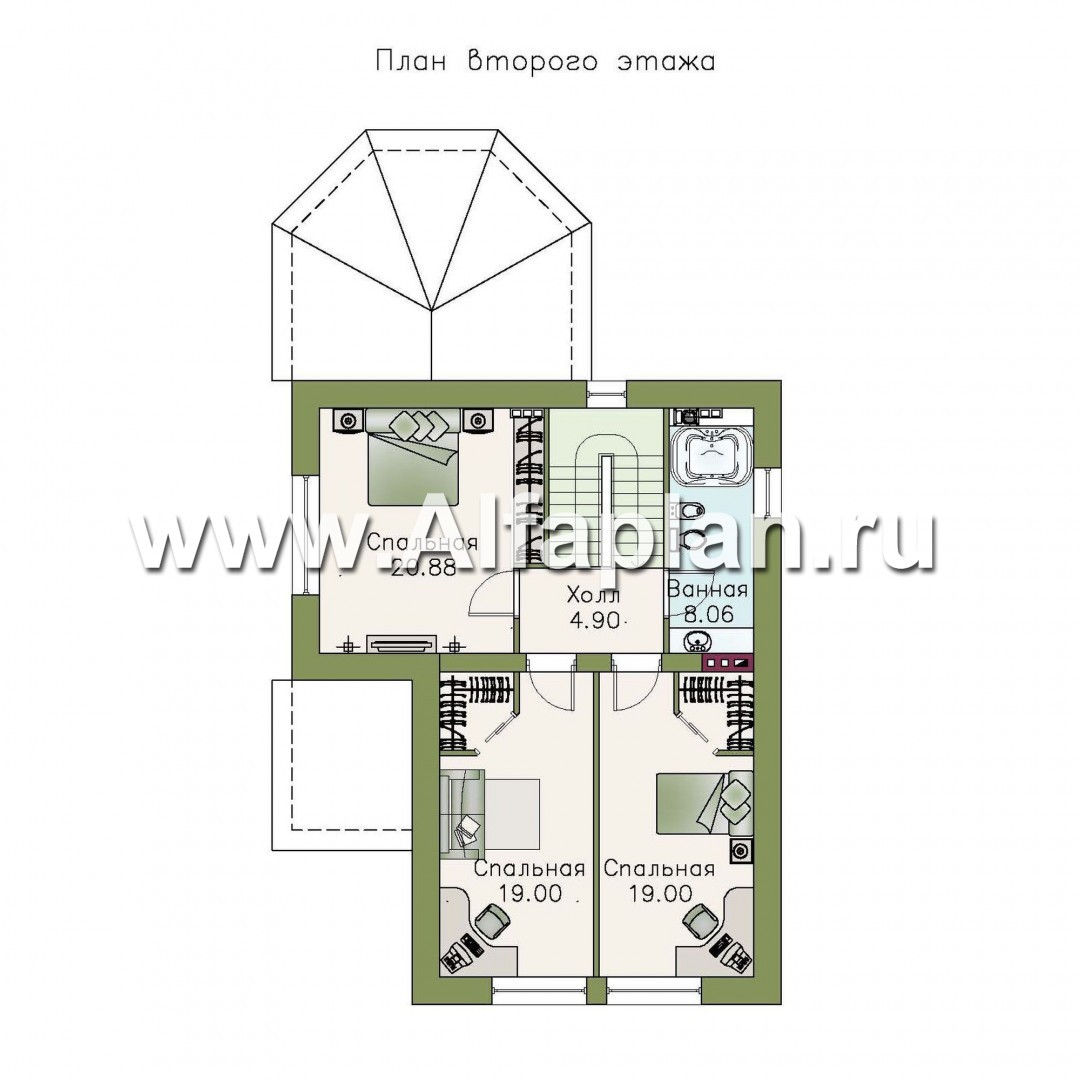 Проекты домов Альфаплан - Компактный дом с большим гаражом, верандой и зимним садом - изображение плана проекта №3