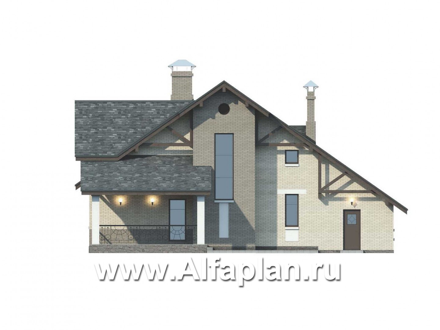 Проекты домов Альфаплан - «Бавария» - шале с комфортной планировкой - изображение фасада №4