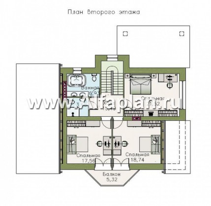 Проекты домов Альфаплан - «Бавария» - шале с комфортной планировкой - превью плана проекта №2