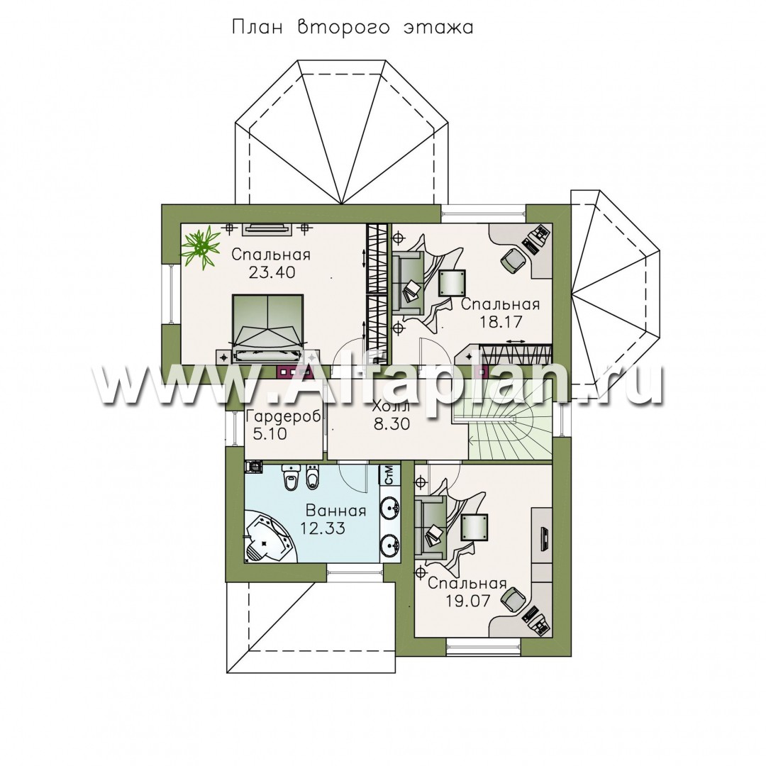 Проекты домов Альфаплан - «Белоостров»- классический коттедж с удобной планом - изображение плана проекта №2