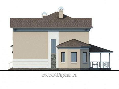 Проекты домов Альфаплан - «Белоостров»- классический коттедж с удобной планом - превью фасада №2