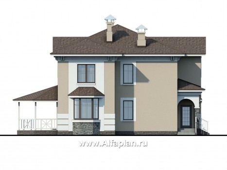Проекты домов Альфаплан - «Белоостров»- классический коттедж с удобной планом - превью фасада №3