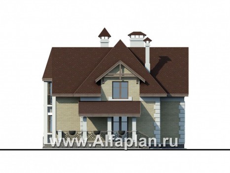 Проекты домов Альфаплан - «Клио» - коттедж с угловой террасой - превью фасада №2