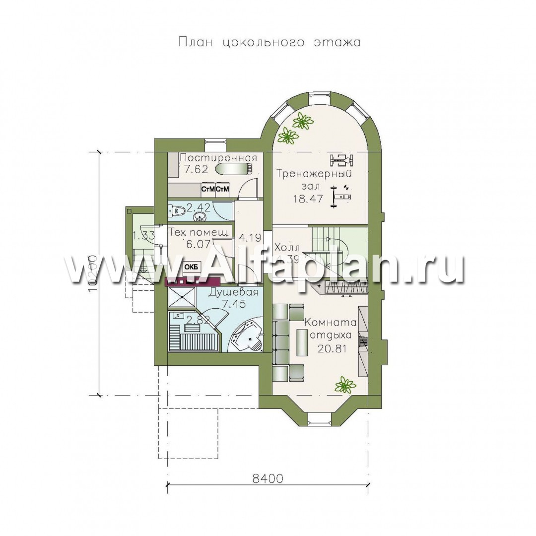 Проекты домов Альфаплан - «Стелла Плюс» — компактный дом с цокольным этажом - изображение плана проекта №1