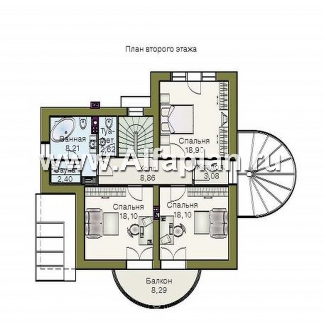 Проекты домов Альфаплан - «Новелла» - архитектурная планировка с полукруглым зимним садом - изображение плана проекта №2