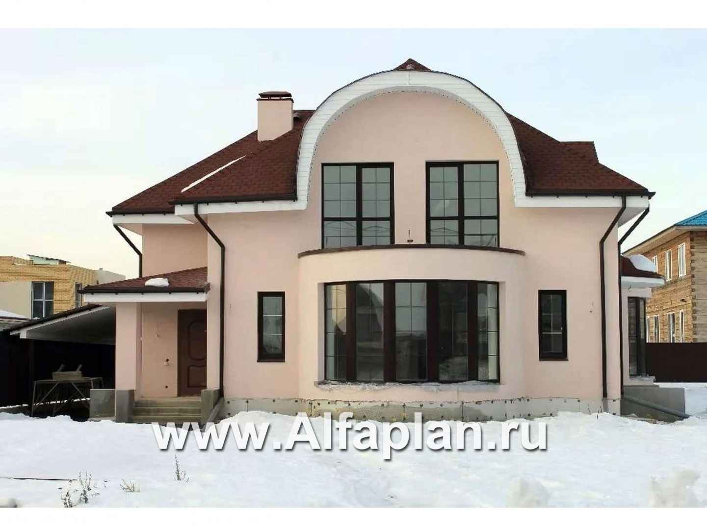 Проекты домов Альфаплан - «Новелла» - архитектурная планировка с полукруглым зимним садом - дополнительное изображение №1
