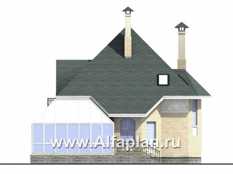 Проекты домов Альфаплан - «Соло»- небольшой коттедж с угловым зимним садом - превью фасада №2