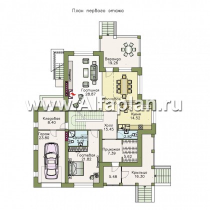 Проекты домов Альфаплан - «Беатрис плюс»- респектабельный коттедж с цокольным этажом - превью плана проекта №2