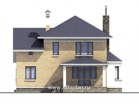 Проекты домов Альфаплан - «Ювенил» - двухэтажный загородный дом - превью фасада №4