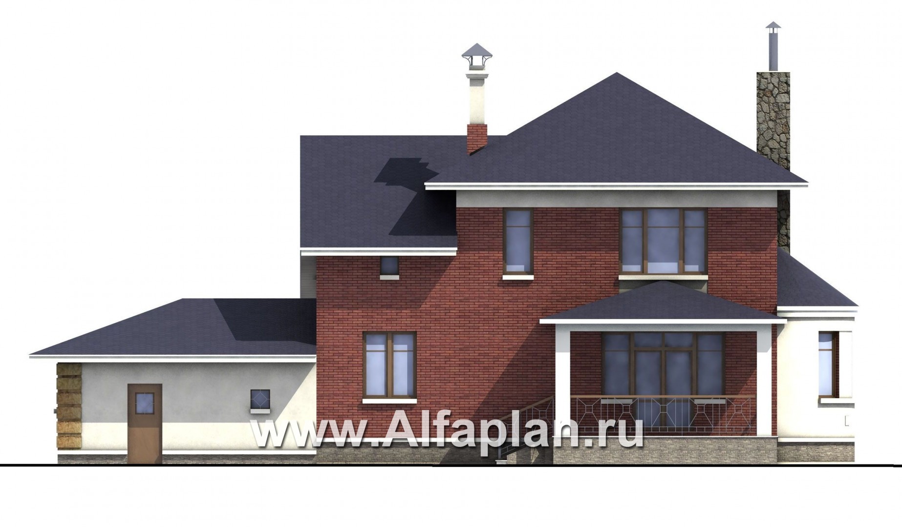 Проекты домов Альфаплан - «Ювенил» - загородный дом с большим гаражом - изображение фасада №4