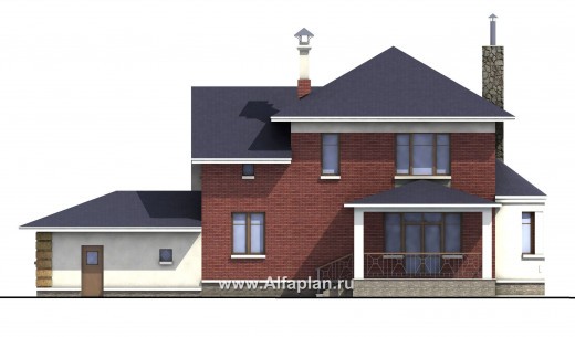 Проекты домов Альфаплан - «Ювенил» - загородный дом с большим гаражом - превью фасада №4