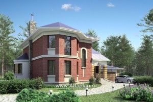 Превью проекта ««Ювенил» - проект двухэтажного дома, с эркером и с террасой, просторная планировка, гараж на 2 авто»