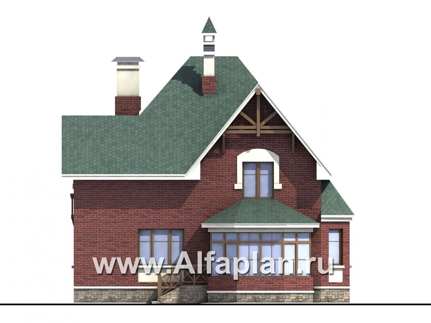 Проекты домов Альфаплан - «Магистр» - двухэтажный  дом с эркером - изображение фасада №4