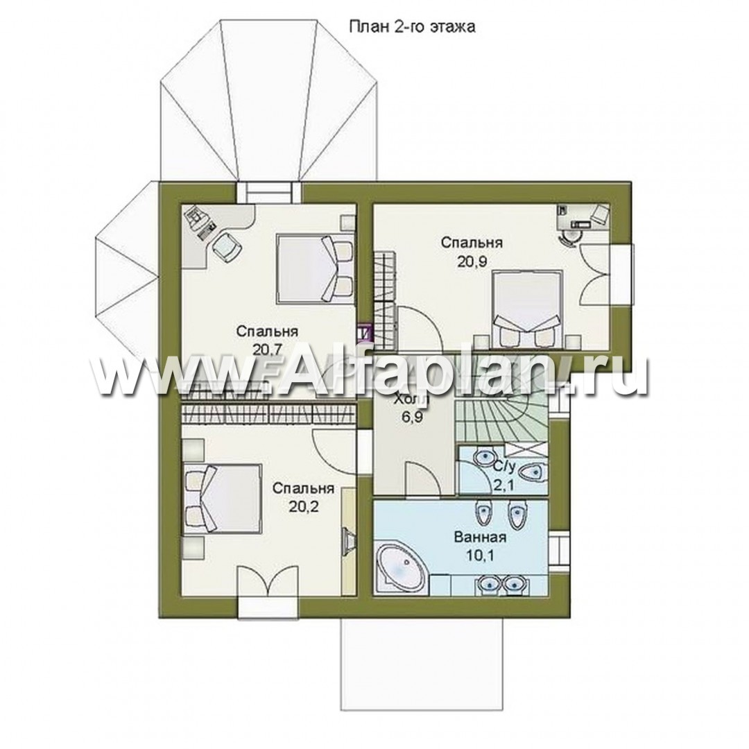 Проекты домов Альфаплан - «Магистр» - двухэтажный  дом с эркером - план проекта №2