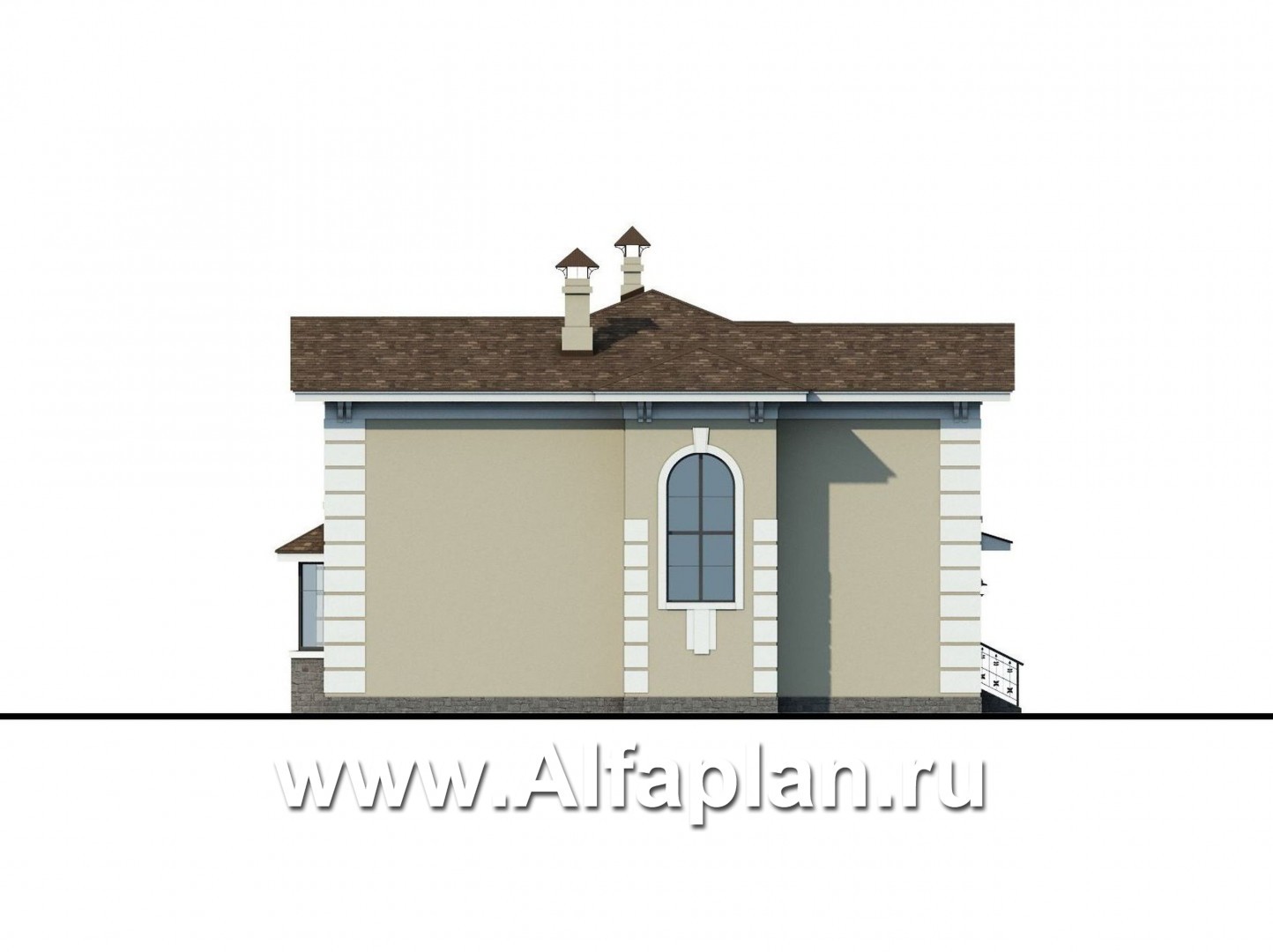 Проекты домов Альфаплан - «Репутация»-классический дом на две семьи - изображение фасада №3