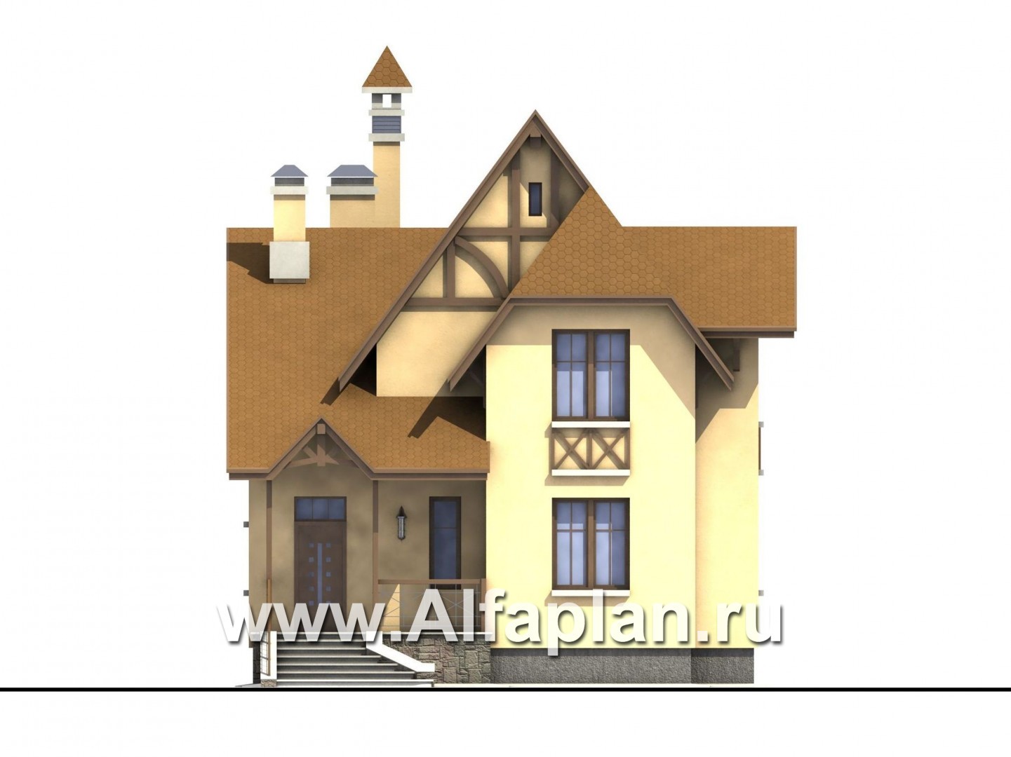 Проекты домов Альфаплан - «Вива» - коттедж для узкого участка - изображение фасада №1