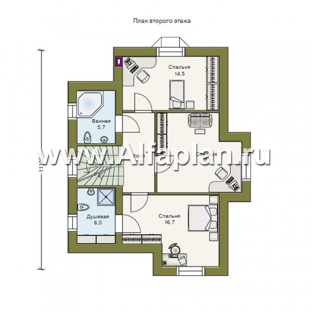 Проекты домов Альфаплан - «Вива» - коттедж для узкого участка - изображение плана проекта №2